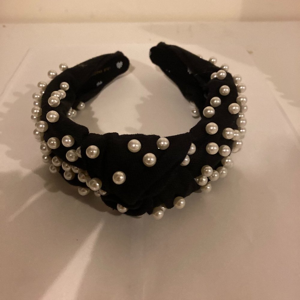 LELE SADOUGHI BLACK BEADED HEADBAND